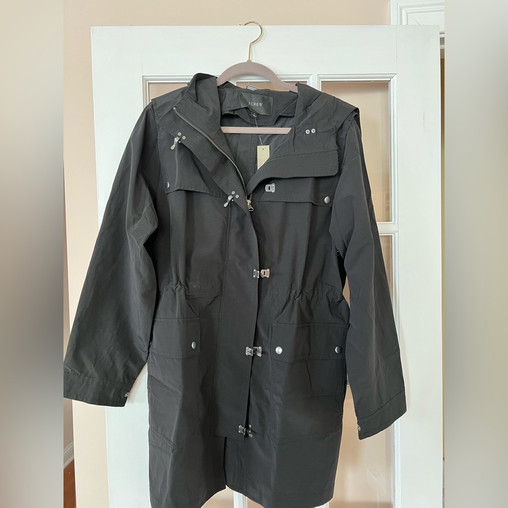 NWT Jcrew black rain coat